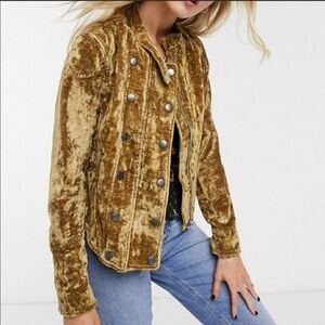 We The Free Free People 'Dusk Till Dawn' velvet Gold Utility Jacket